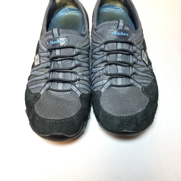 Skechers Shoes Womens Sz 7.5 Bikers Athletic Slip On Sneakers 22045 Black/Blue - Picture 6 of 14